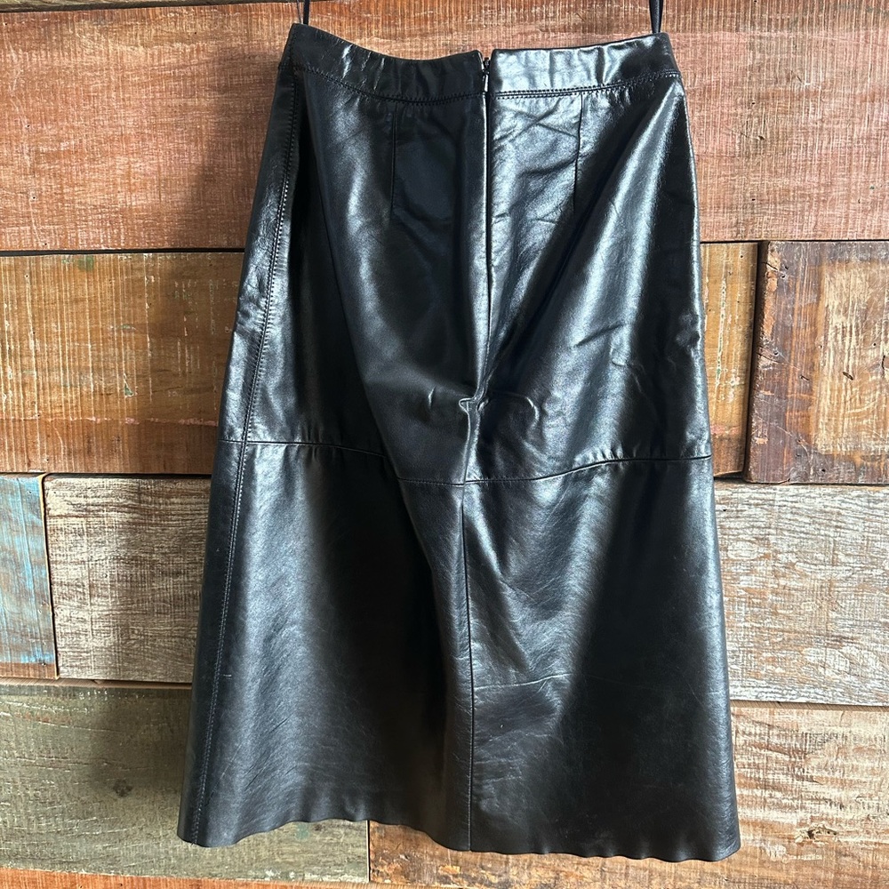 GAP Black Leather A-Line Skirt